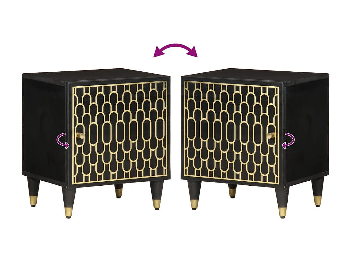 Mesita de noche | Mesilla de noche de madera maciza de mango 40x33x46 cm