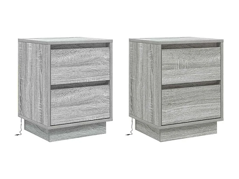Lot de 2 Tables de chevet avec tiroir Gris 39x34.5x50 cm