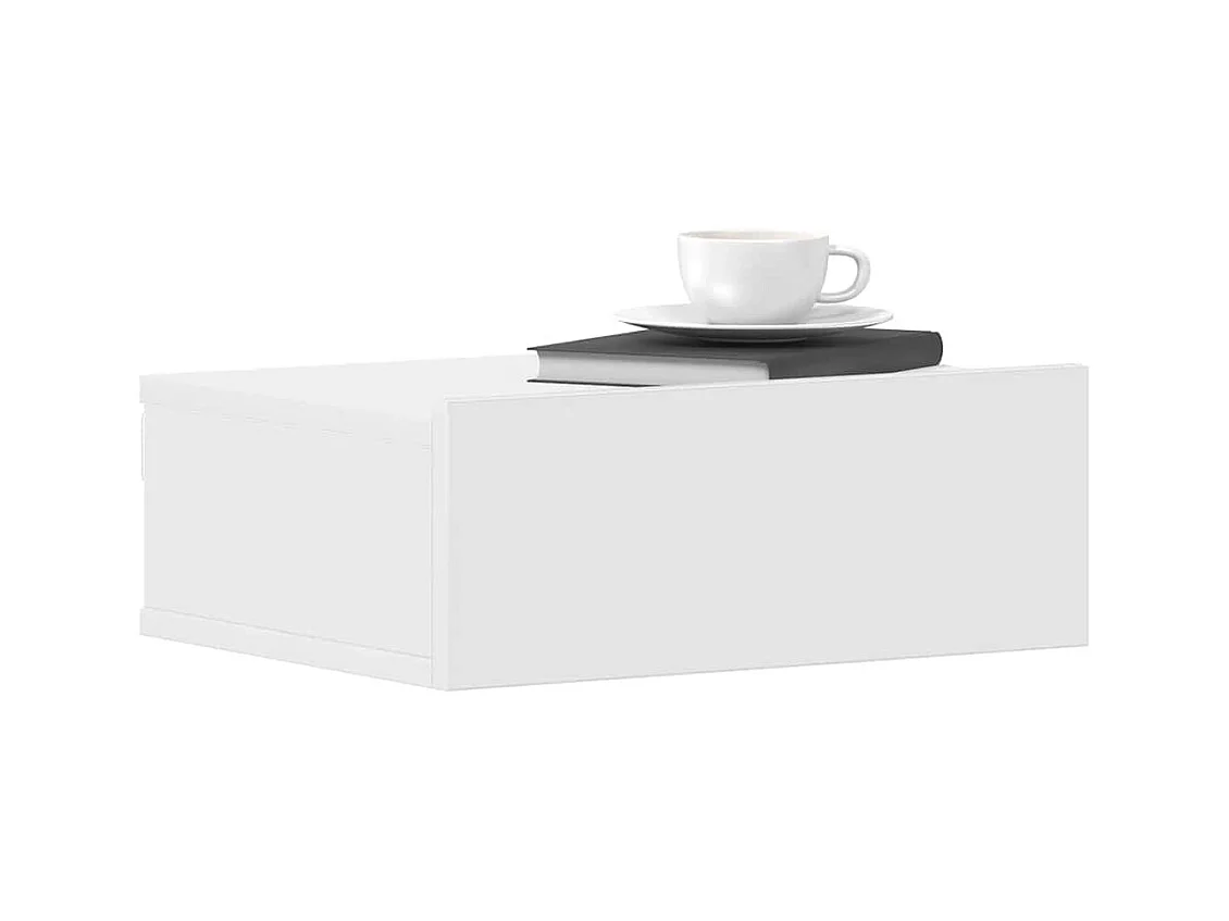Mesita de noche | Mesilla de noche flotante madera contrachapada blanco 40x30x15cm