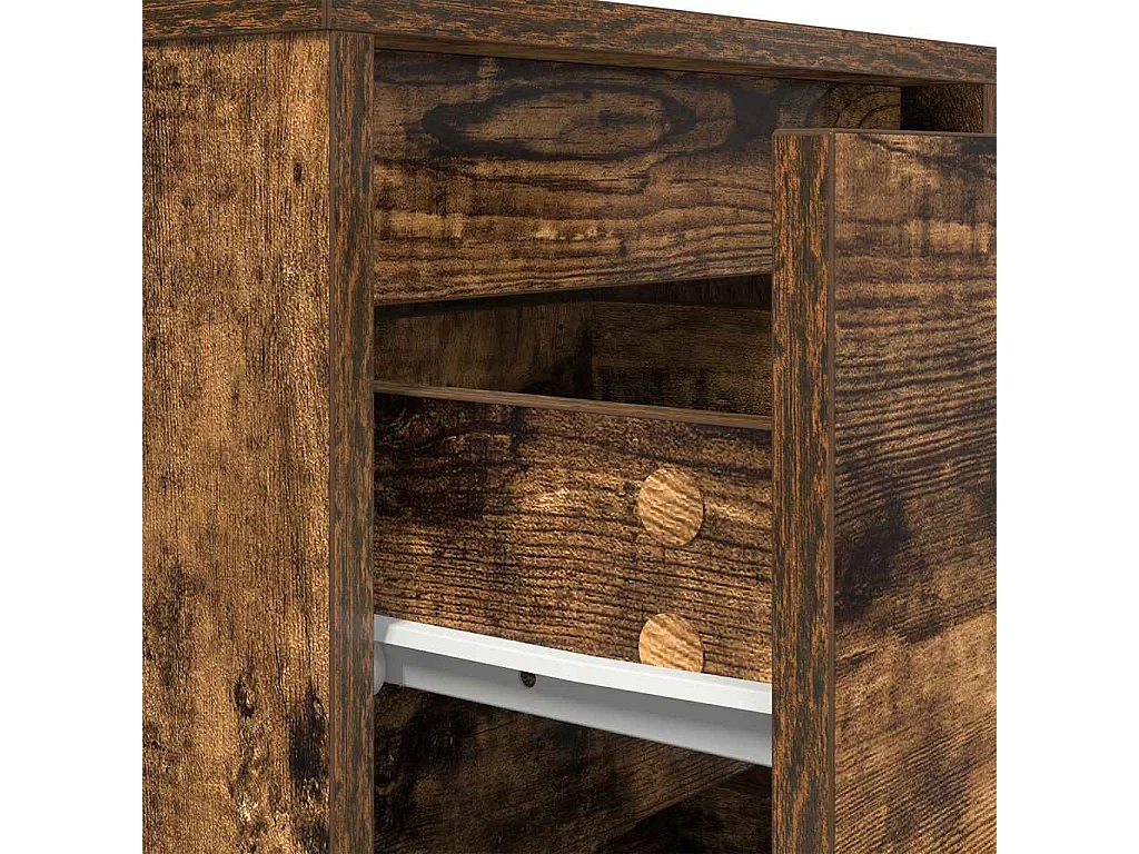 Mesa de cabeceira com luzes LED 38x34x50 cm carvalho fumado