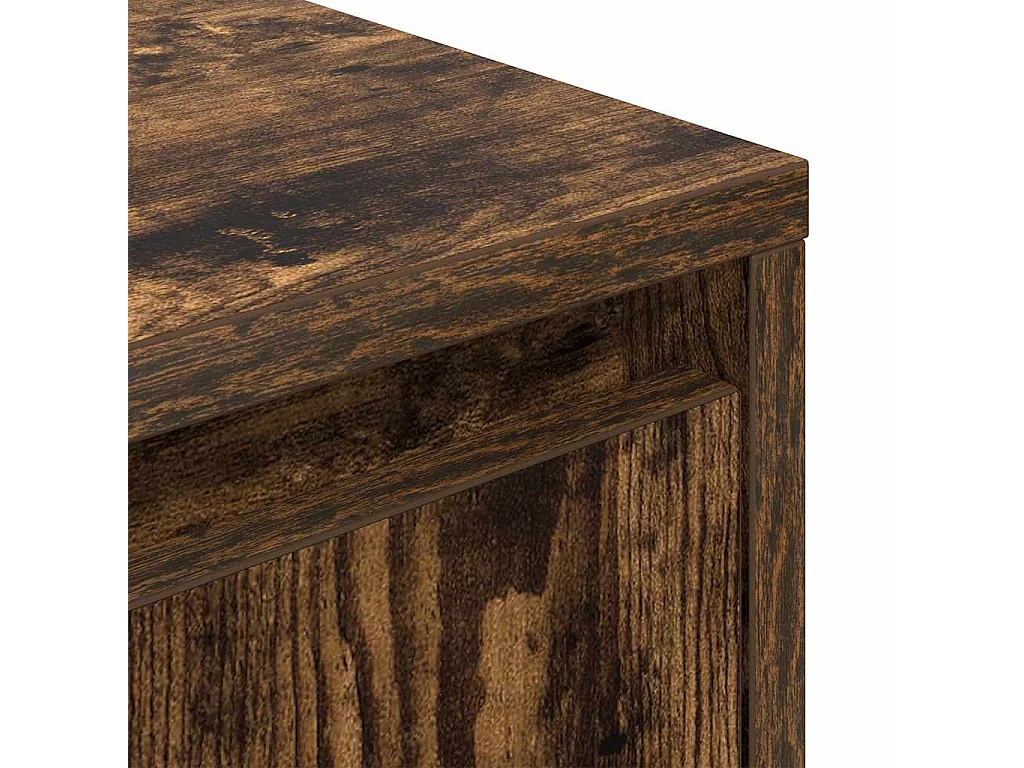 Mesa de cabeceira com luzes LED 38x34x50 cm carvalho fumado