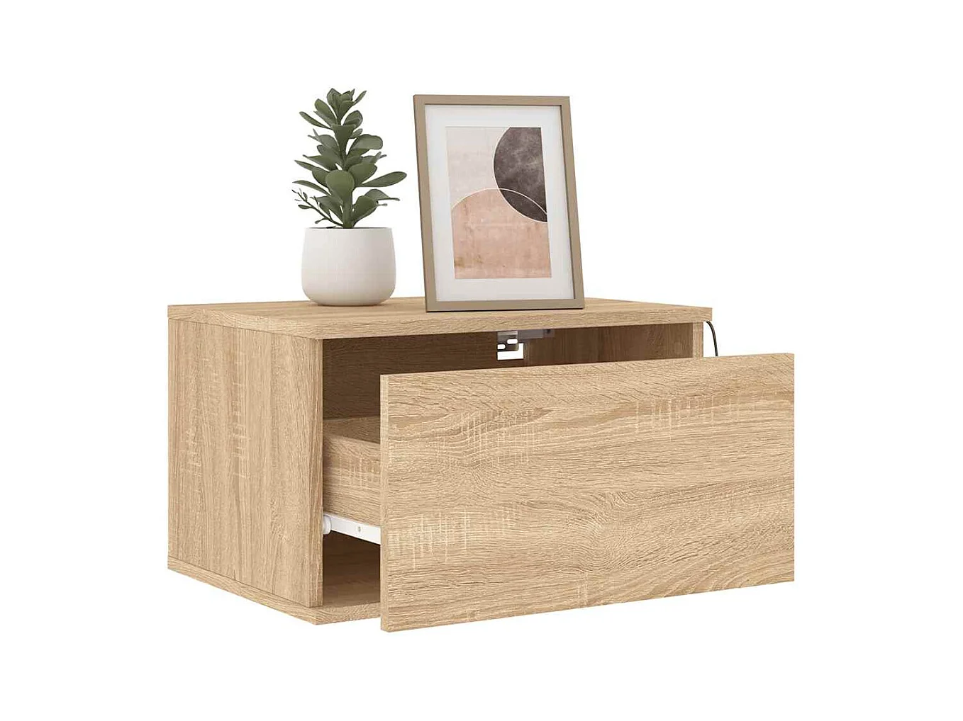 Mesitas de noche | Mesilla de noche de pared con luces LED 2 unidades roble Sonoma