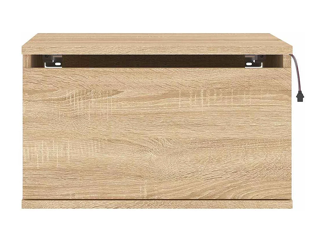 Mesitas de noche | Mesilla de noche de pared con luces LED 2 unidades roble Sonoma