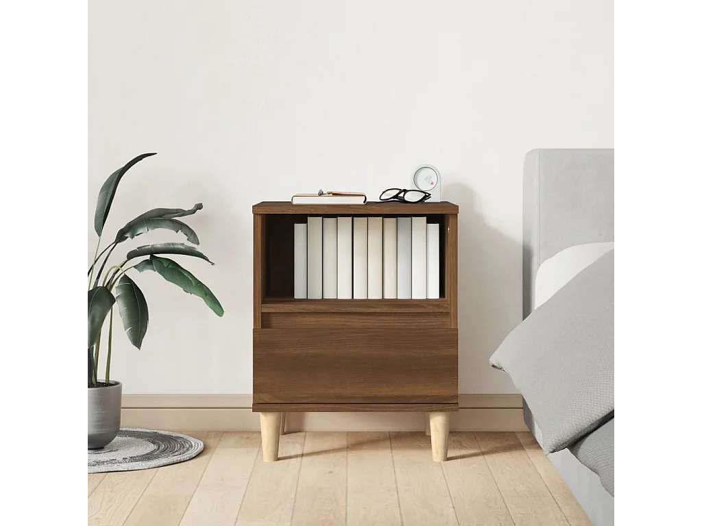 Nachttisch-Beistelltisch Braun Eichen-Optik 40x35x50 cm SHL1845