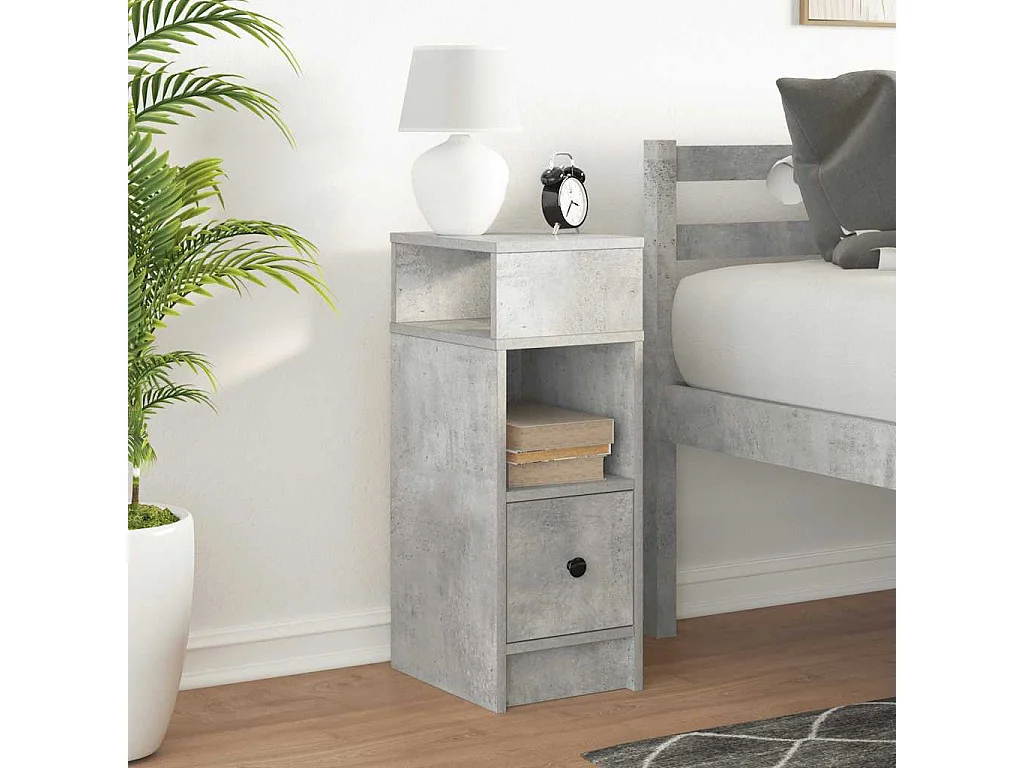 Nachttisch-Beistelltisch mit Schublade Betongrau 25x31x66 cm SHL38278