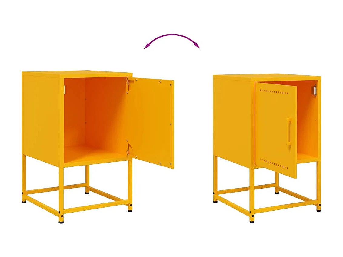 Mesitas de noche | Mesilla de noche 2 uds acero amarillo mostaza 36x39x60,5 cm