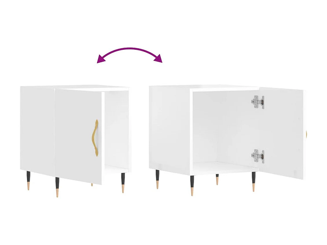 Nachttisch 2er Set-Beistelltisch-Nachttischkommode Hochglanz-Weiß 40x40x50 cm Holzwerkstoff SHL22779