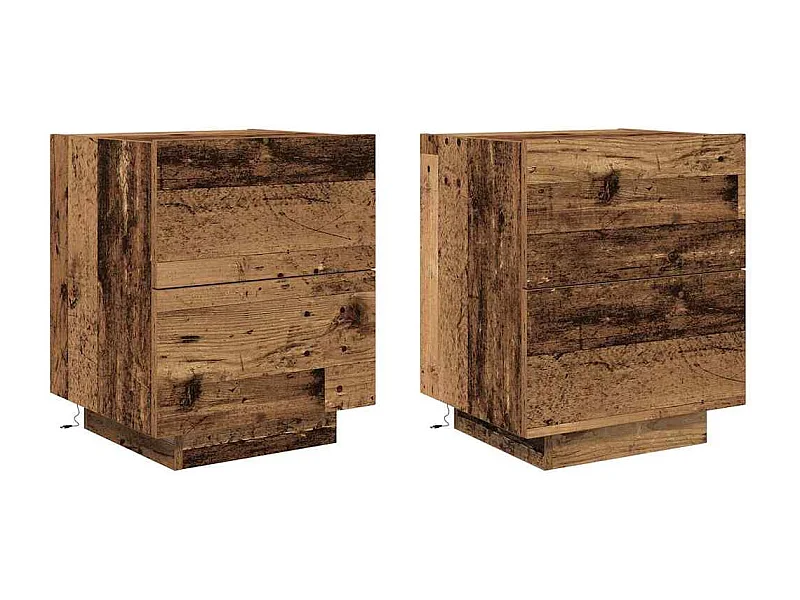 Mesita de Noche | Armario de Noche 2 uds con cajón Madera vieja