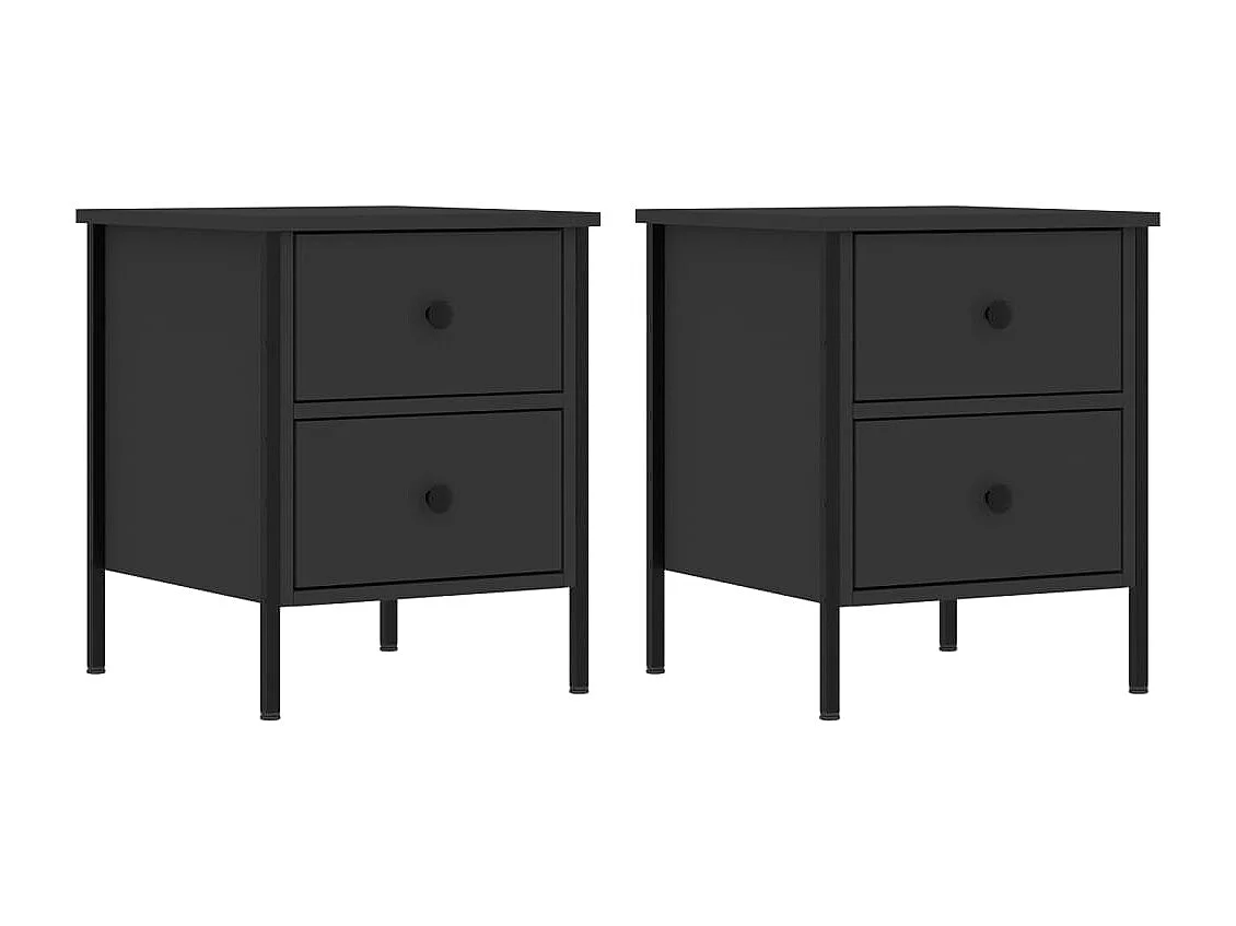 Nachttisch 2er Set-Beistelltisch-Nachttischkommode Schwarz 40x42x50 cm Holzwerkstoff SHL86991