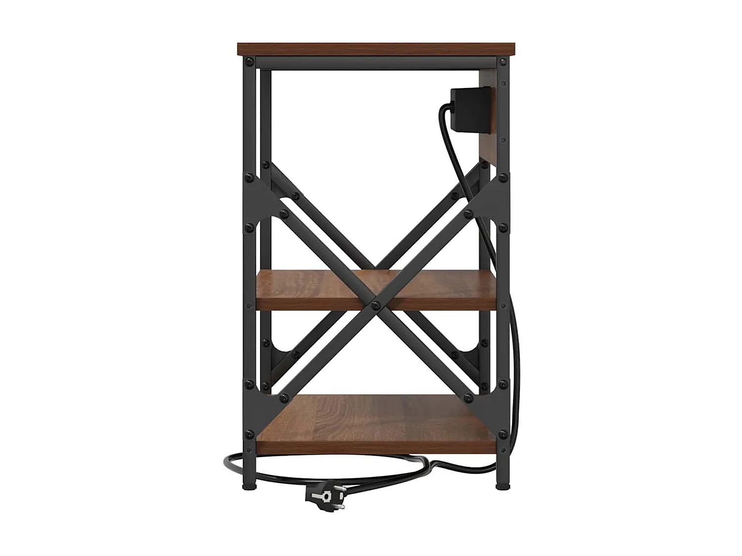 Lot de 2 Tables de chevet avec station de chargement Chêne marron