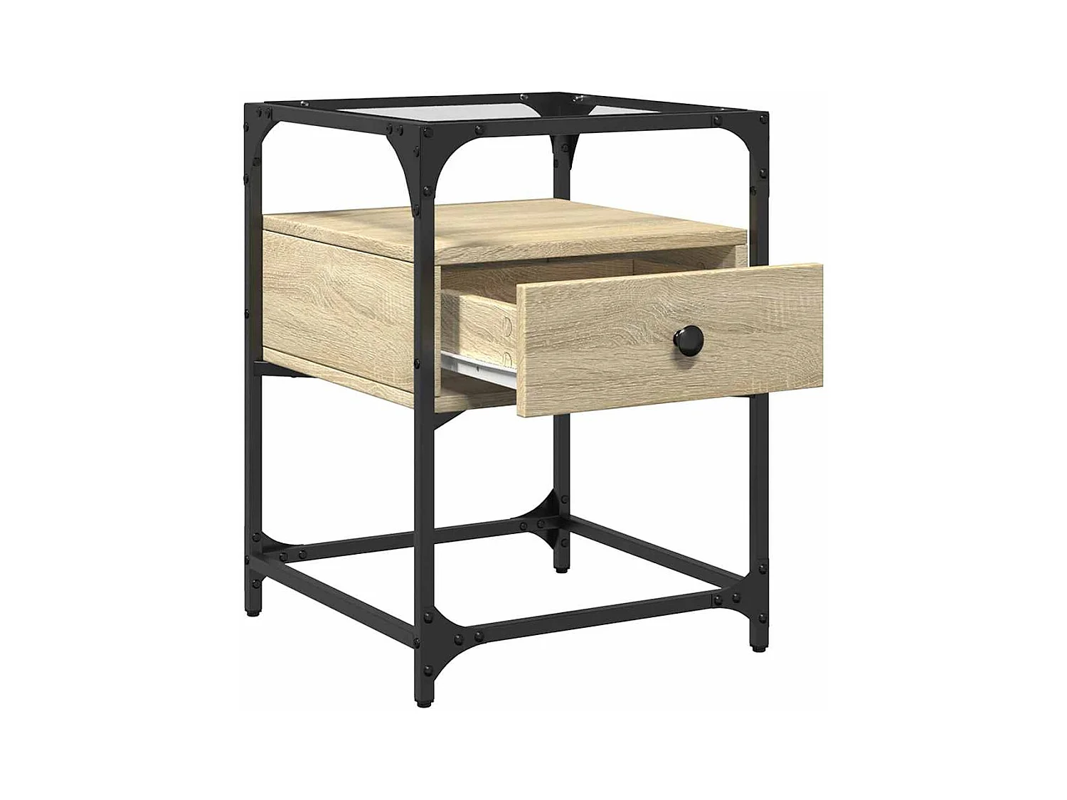 Mesita de noche | Mesilla de noche madera de ingeniería roble Sonoma 40x40x55 cm