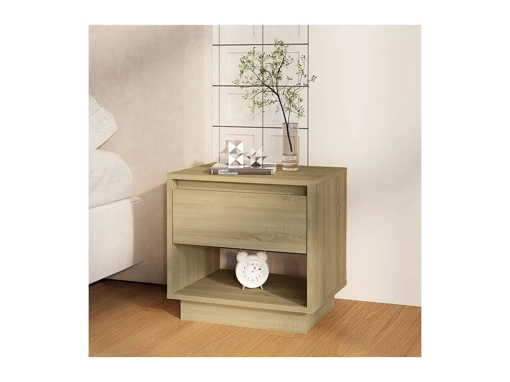 Mesitas de noche | Mesilla de noche 2 uds contrachapada roble Sonoma 45x34x44 cm