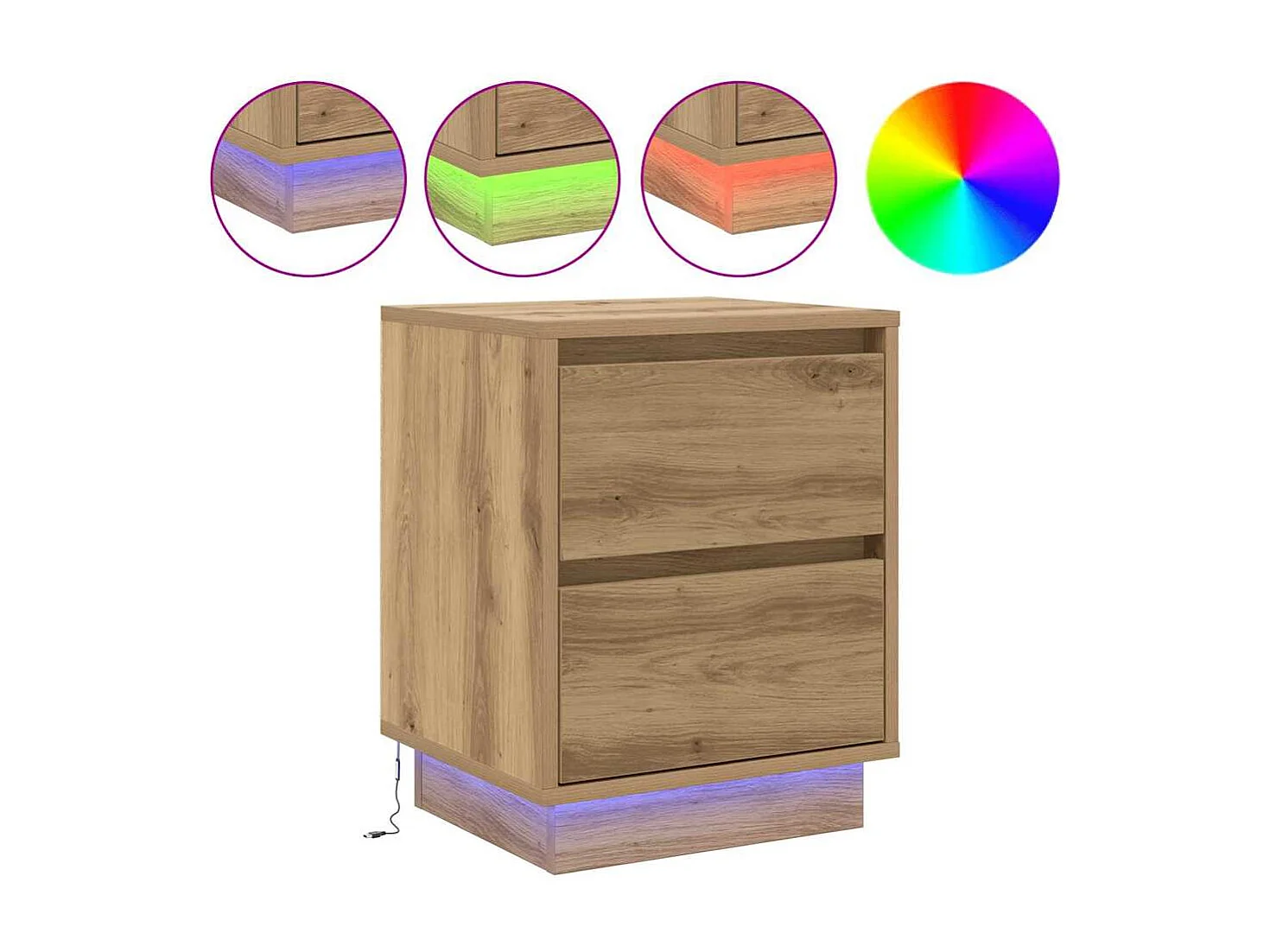 Nachttisch-Beistelltisch Artisan-Eiche 39 x 34,5 x 50 cm Holzwerkstoff SHL57042