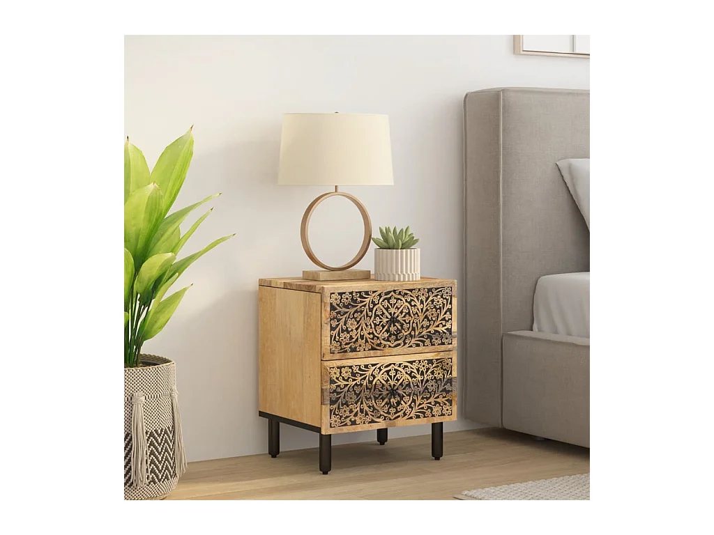 Table de chevet-Table d'appoint 40x33x46 cm Bois de manguier solide