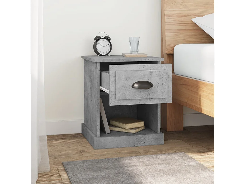 Tables de chevet lot de 2 avec compartiments ouverts gris béton 39x39x47,5 cm bois ingénierie