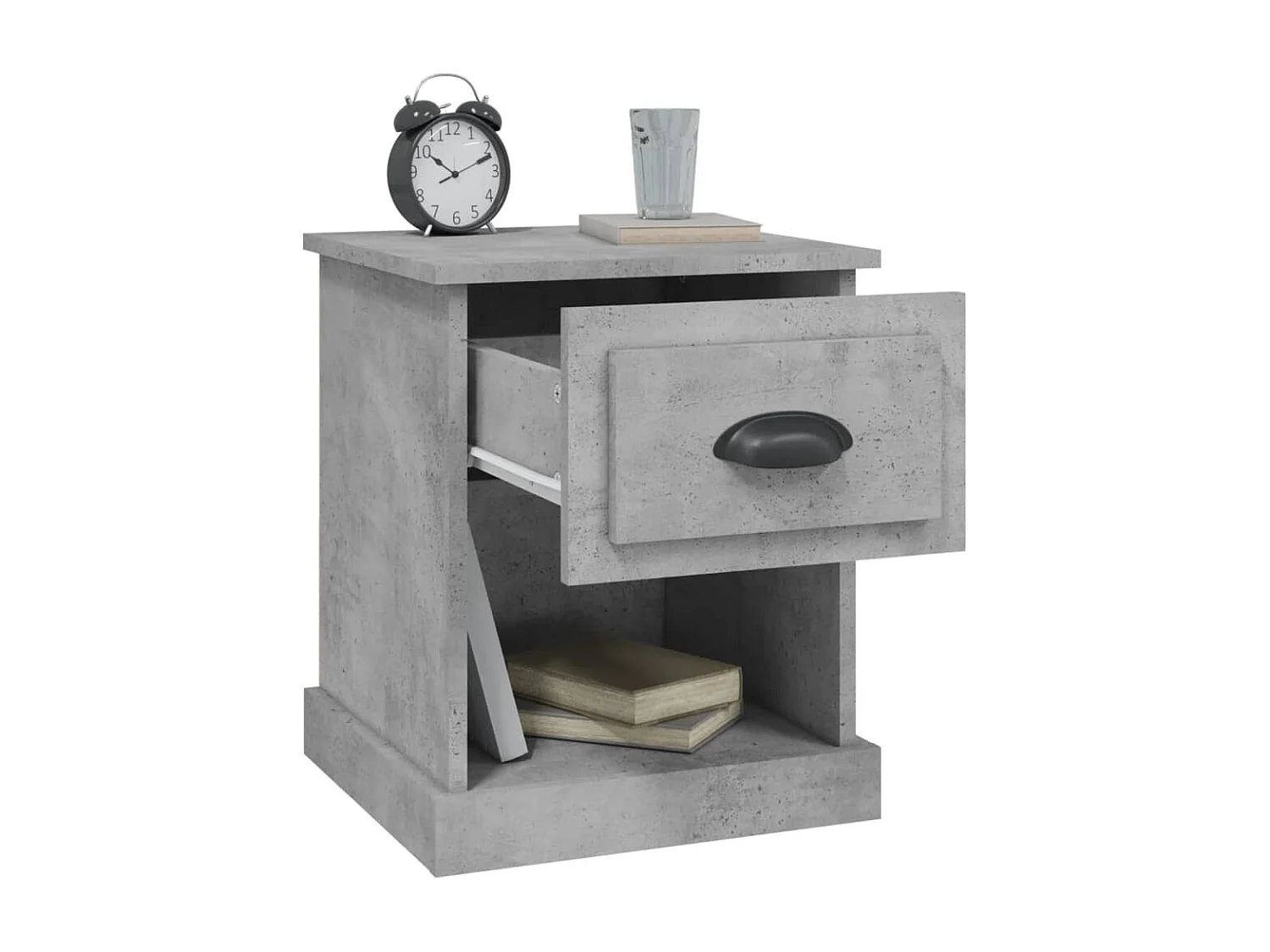 Nachttisch 2er Set-Beistelltisch-Nachttischkommode Betongrau 39x39x47,5 cm Holzwerkstoff SHL81682