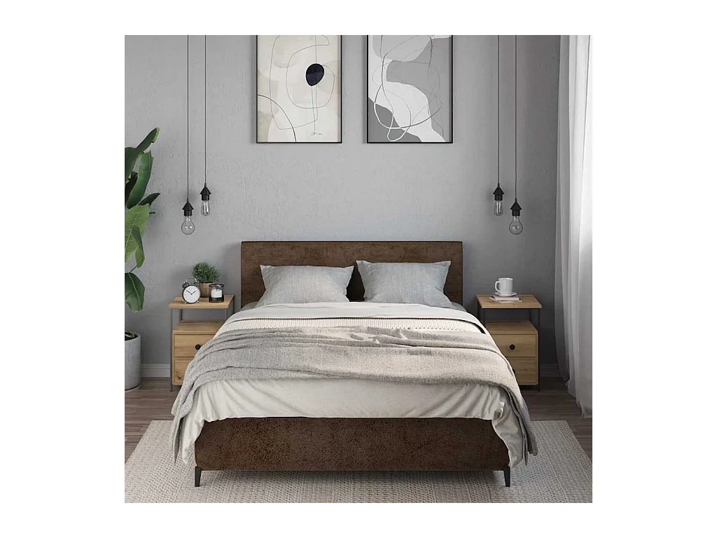 Mesitas de noche | Mesilla de noche 2 uds madera roble artisan 34x35,5x50 cm