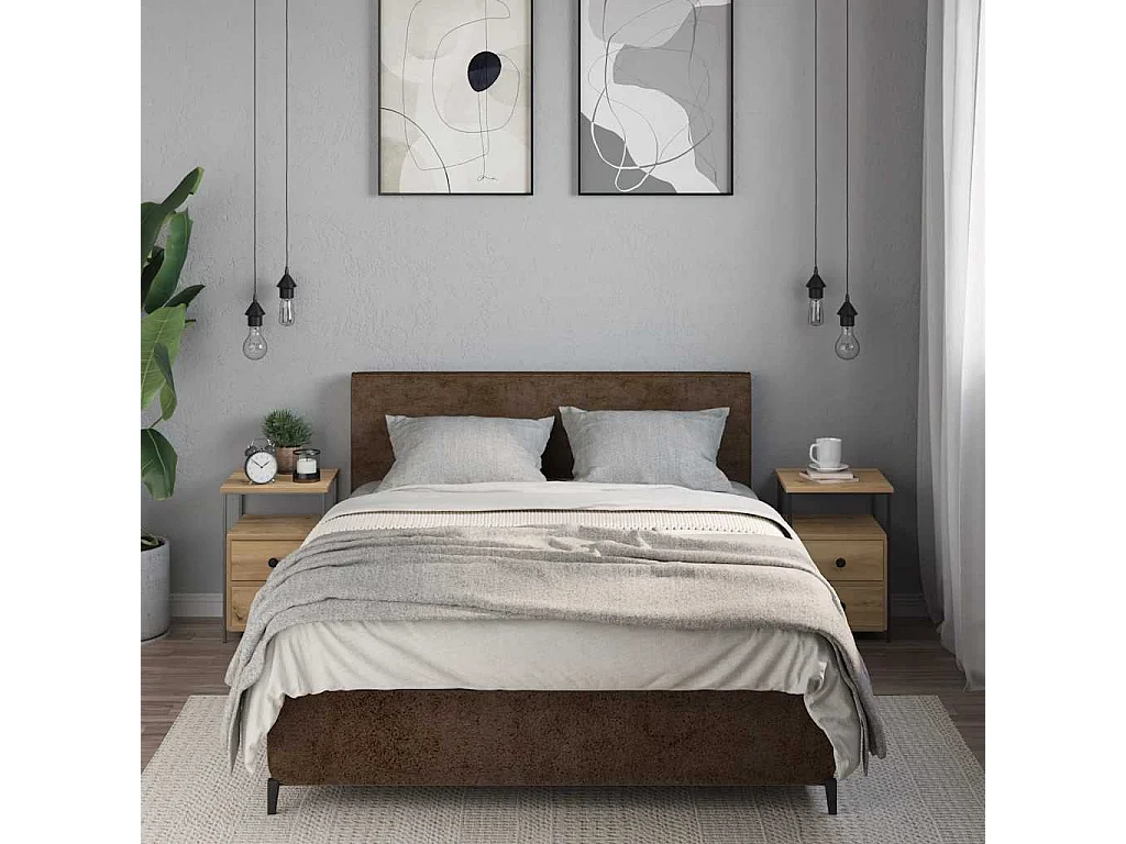 Nachttisch 2er Set-Beistelltisch-Nachttischkommode Artisan-Eiche 34x35,5x50 cm Holzwerkstoff SHL3757