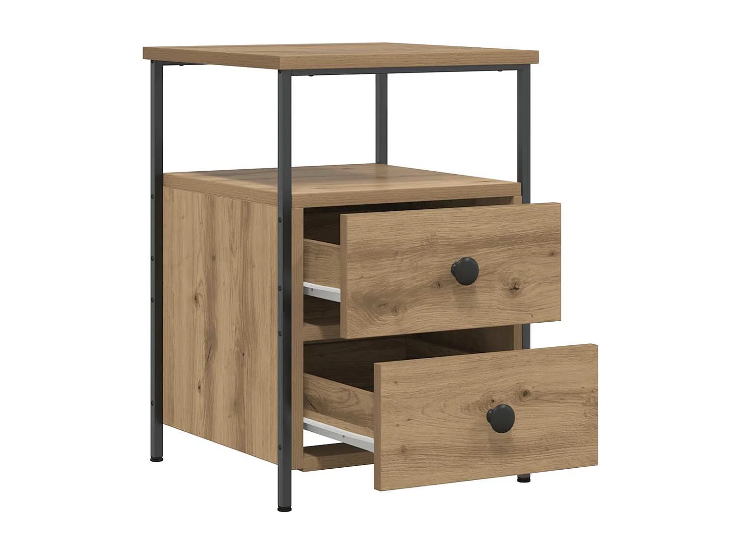 Nachttisch 2er Set-Beistelltisch-Nachttischkommode Artisan-Eiche 34x35,5x50 cm Holzwerkstoff SHL3757