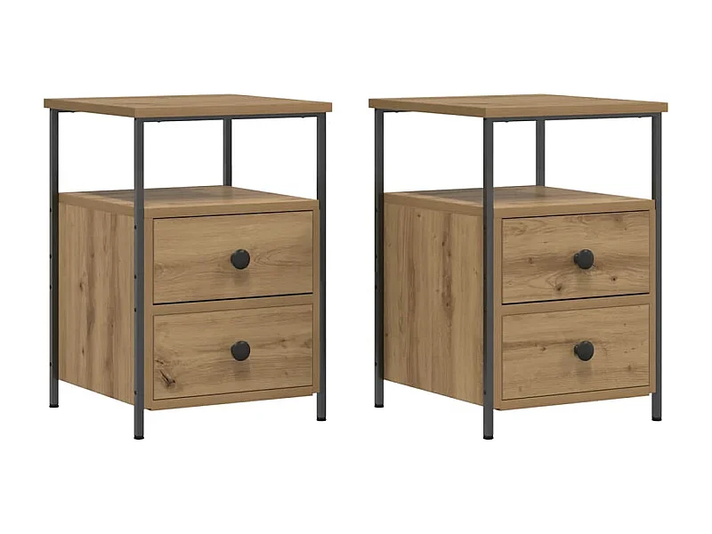 Tables de chevet lot de 2 avec rangement chêne artisanal bois d'ingénierie