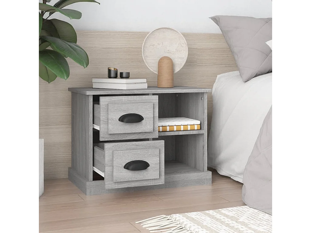 Nachttisch-Beistelltisch Grau Sonoma 60x35,5x45 cm SHL98886