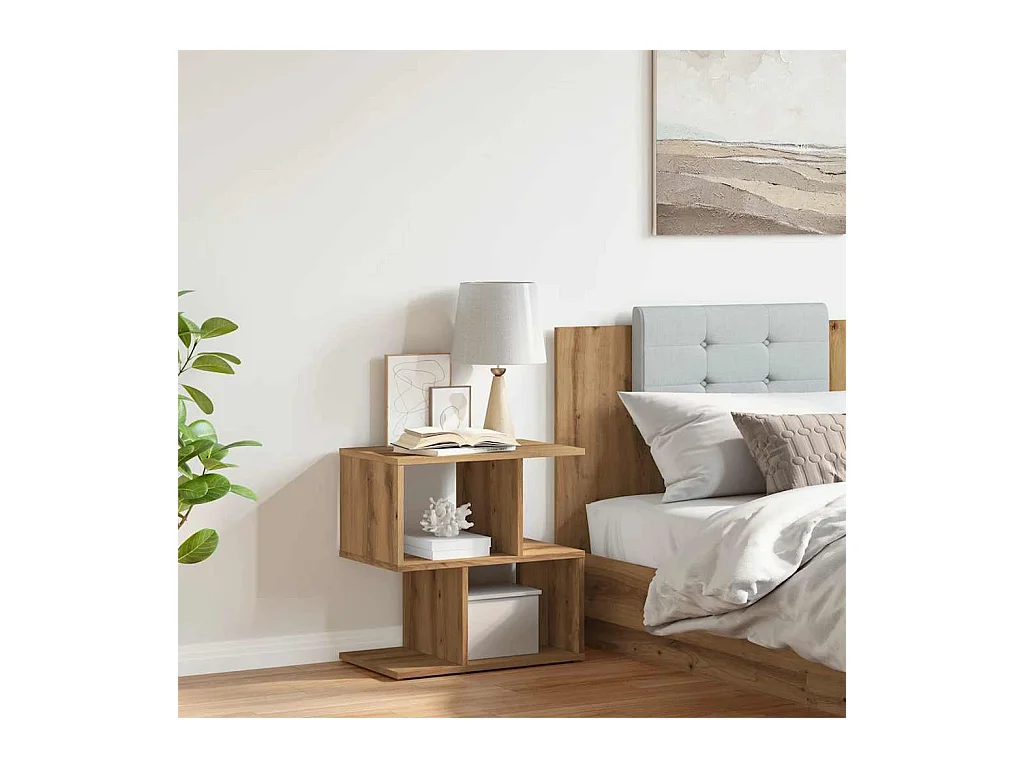 Table de chevet-Table d'appoint chêne artisanal 50x30x51,5 cm bois d'ingénierie