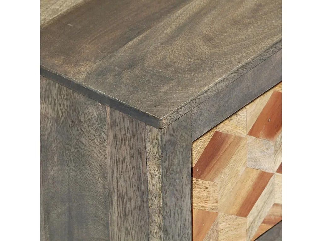 Nachttisch-Beistelltisch Grau 40x30x50 cm Massivholz Mango SHL51317