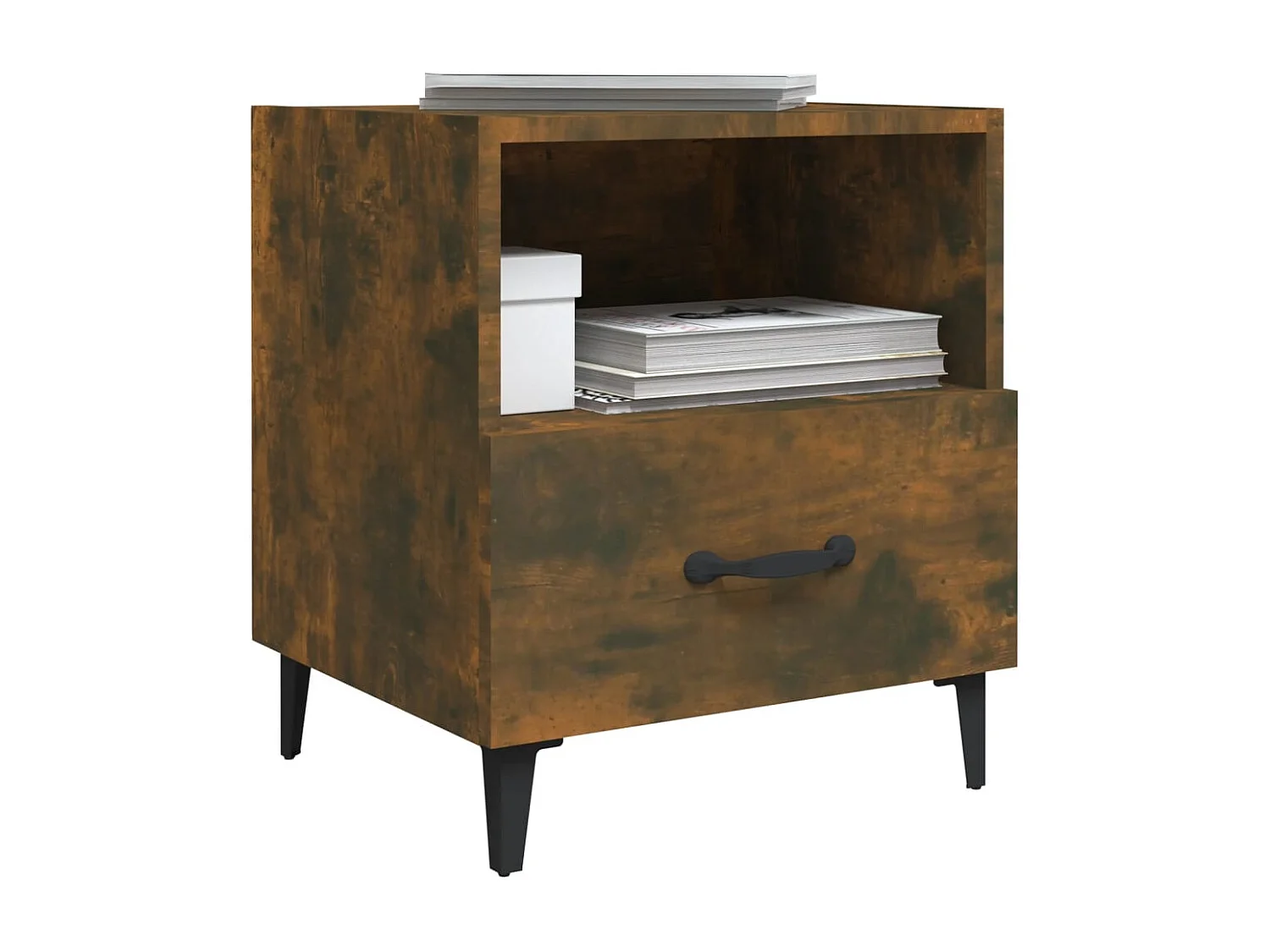 Tables de chevet lot de 2 avec Tiroirs Chêne fumé Bois d'ingénierie