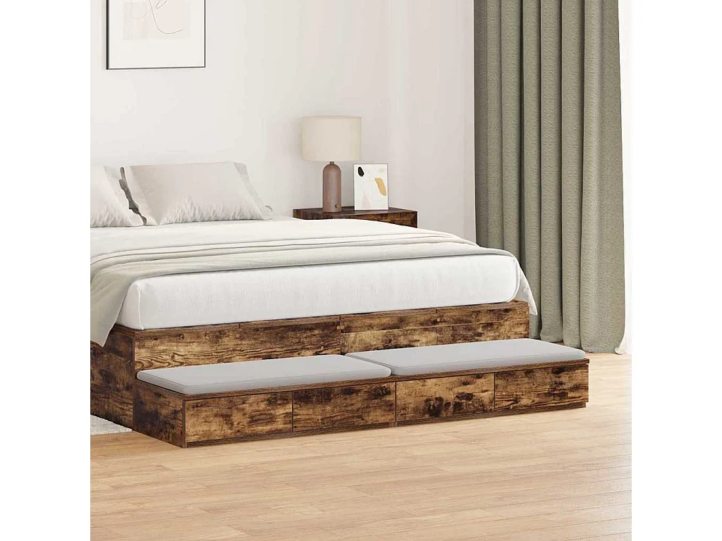 Cajones de cama con cajón Roble ahumado 160x36.5x16.5 cm