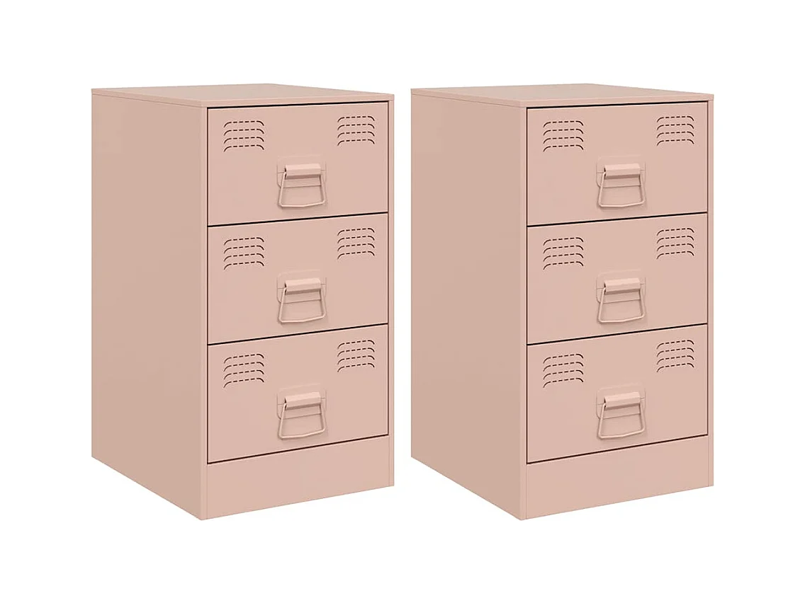 Mesitas de noche | Mesilla de noche 2 unidades acero rosa 34,5x39x62 cm