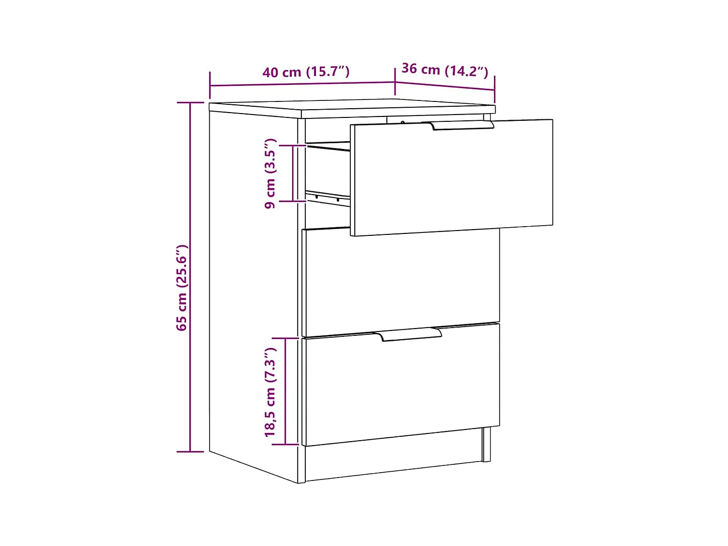 Mesita de noche | Mesilla de noche madera de ingeniería roble artisan 40x36x65 cm