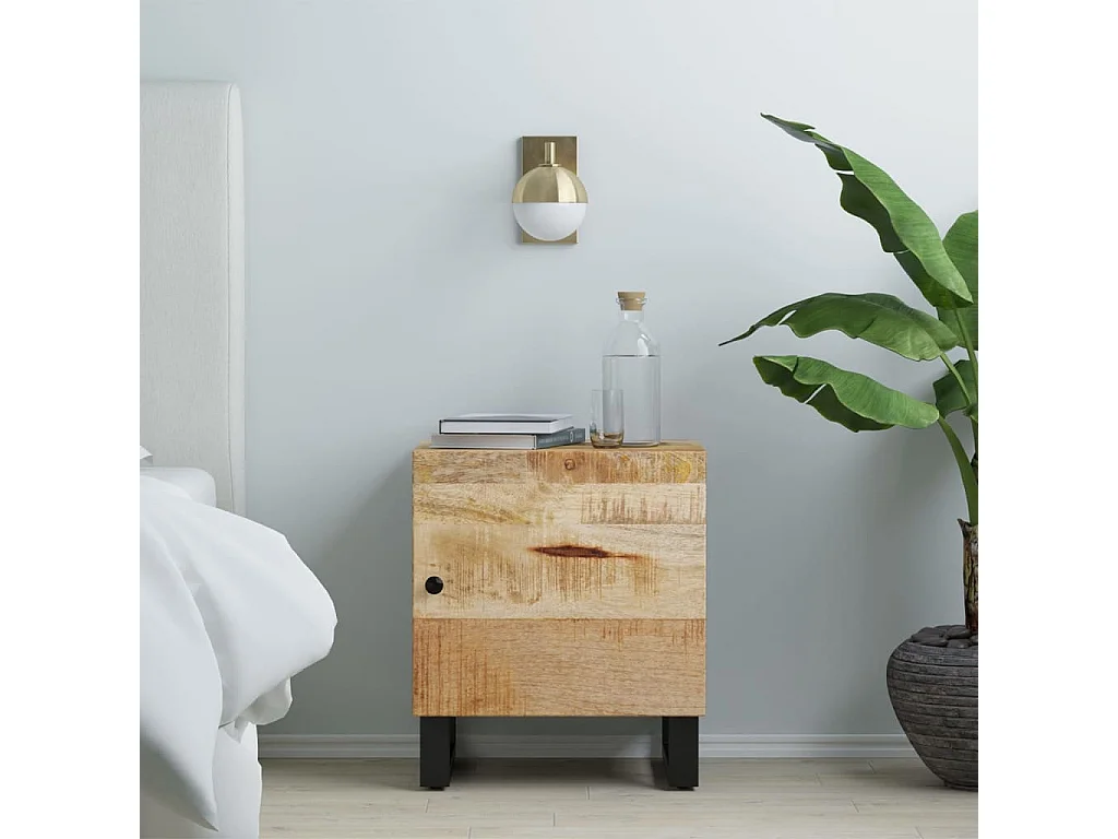 Mesita de noche | Mesilla de noche de madera maciza de mango 40x33x46 cm