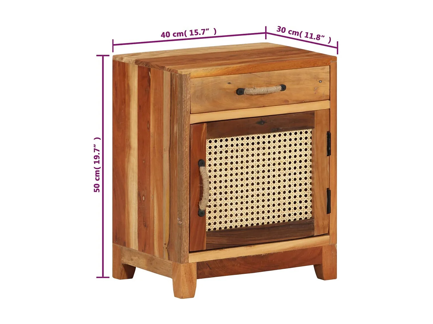 Nachttisch-Beistelltisch 40x30x50 cm Altholz Massiv SHL49120