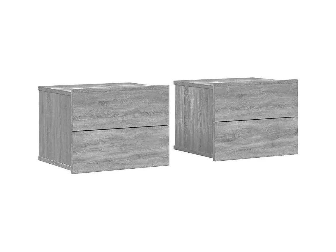 Mesitas de noche | Mesilla de noche 2 uds contrachapada gris Sonoma 40x30x30 cm