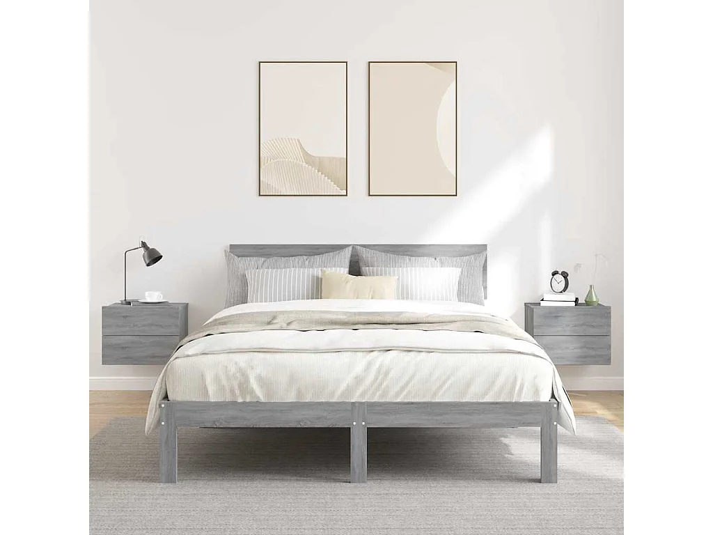 Mesitas de noche | Mesilla de noche 2 uds contrachapada gris Sonoma 40x30x30 cm