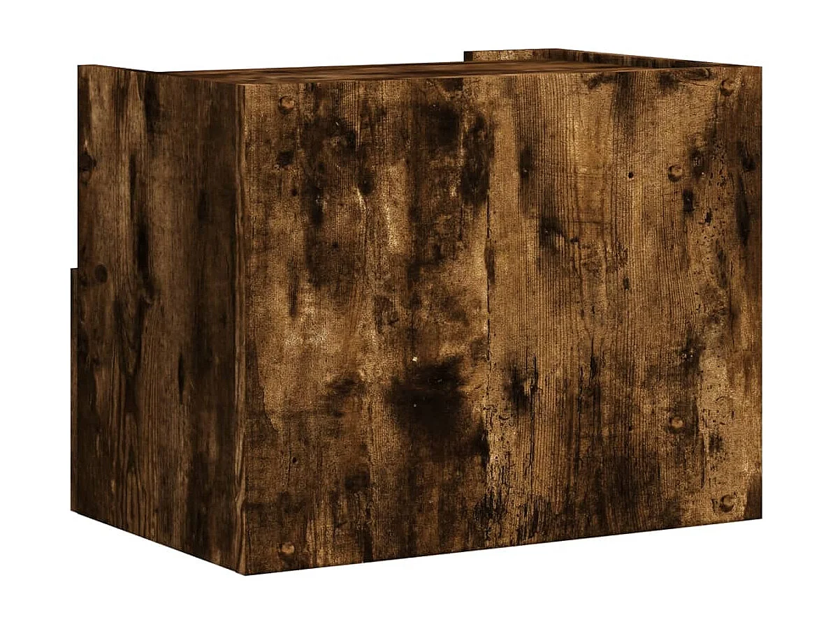 Mesita de noche | Mesilla de noche de pared color roble ahumado 45x30x35 cm