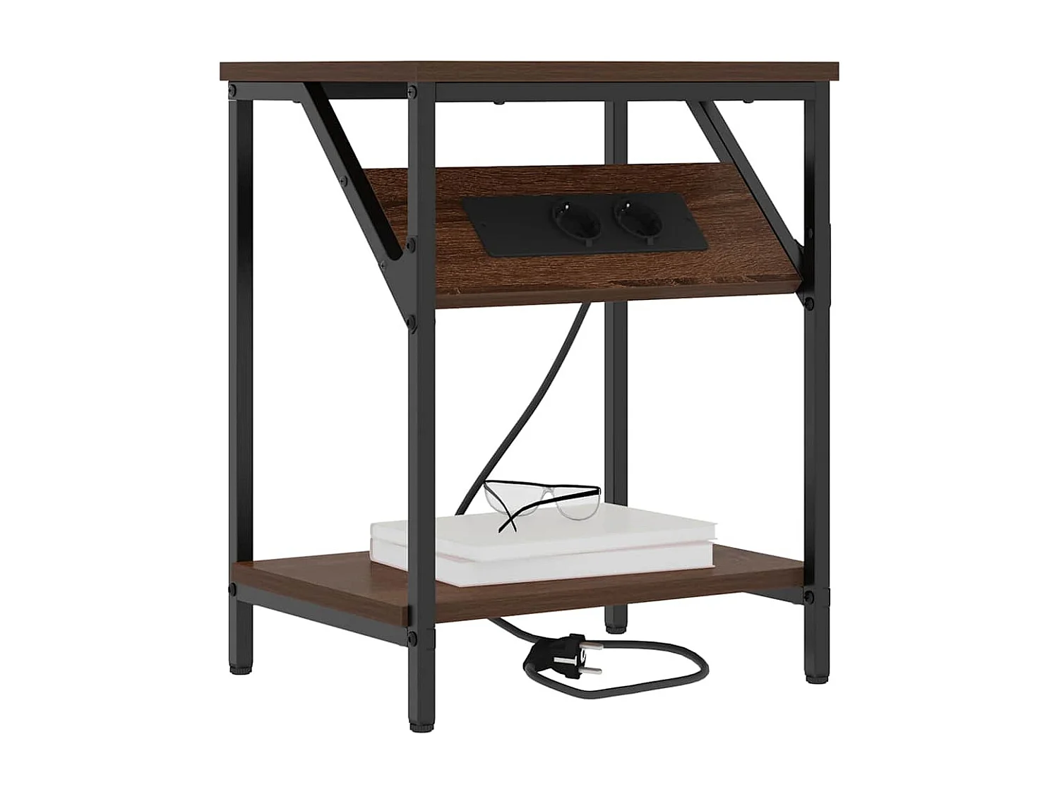 Mesa de Noche | Mesita de noche Marrón roble 38x30x48 cm Madera contrachapada