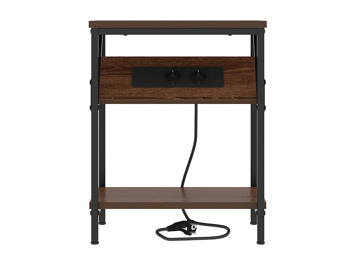 Mesa de Noche | Mesita de noche Marrón roble 38x30x48 cm Madera contrachapada