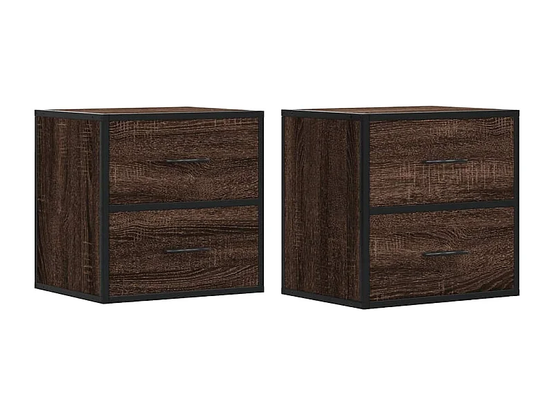 Tables de chevet suspendue Lot de 2 avec rangement chêne marron 40x31x39,5 cm