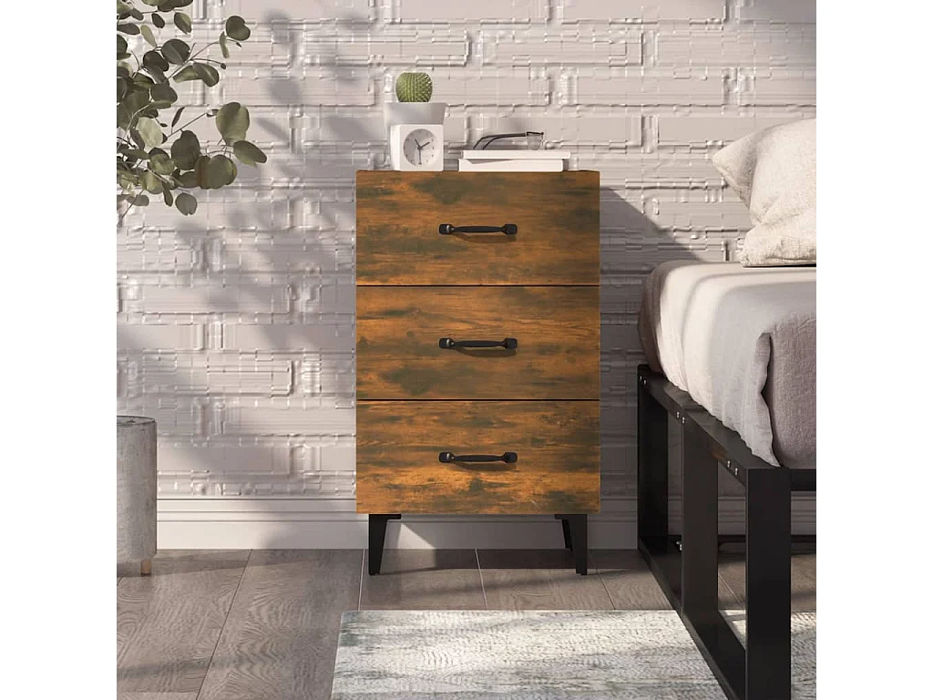 Nachttisch-Beistelltisch Räuchereiche 40x40x66 cm Holzwerkstoff SHL45330