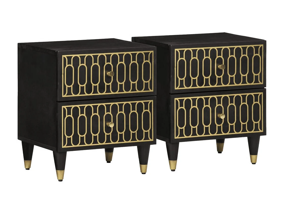 Nachttisch 2er Set-Beistelltisch 40x33x46 cm Massivholz Mango SHL16800