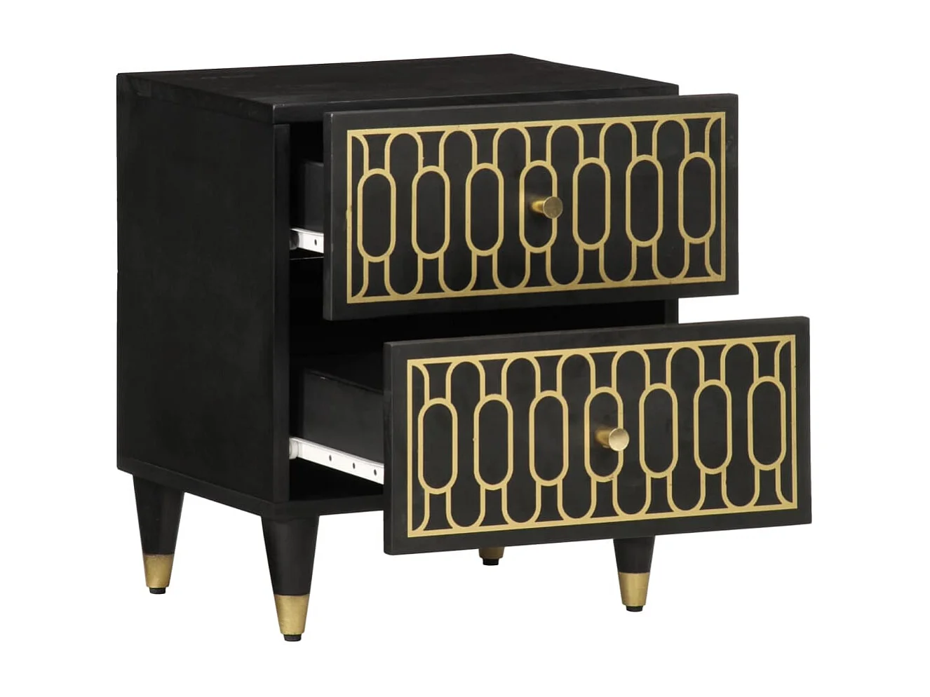 Nachttisch 2er Set-Beistelltisch 40x33x46 cm Massivholz Mango SHL16800