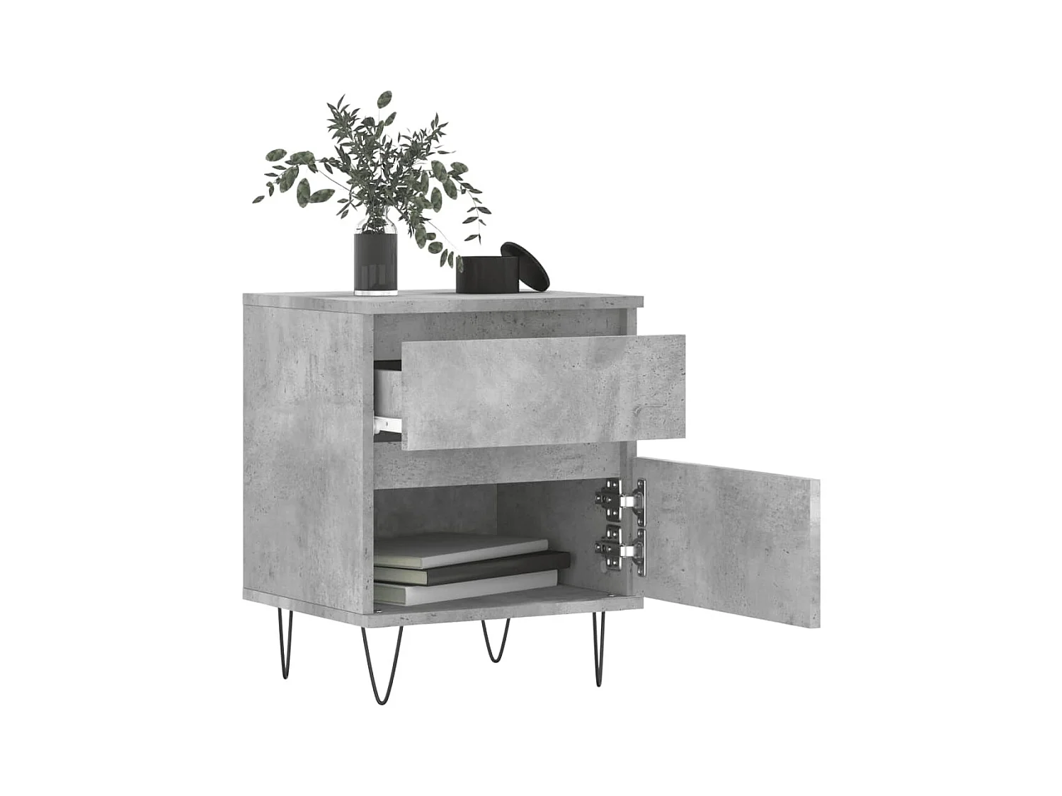 Mesita de noche | Mesilla de noche madera de ingeniería gris hormigón 40x35x50 cm