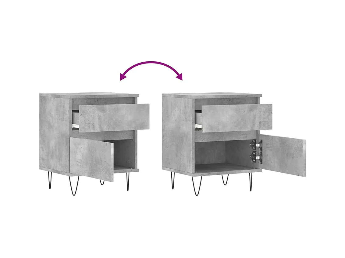 Mesita de noche | Mesilla de noche madera de ingeniería gris hormigón 40x35x50 cm