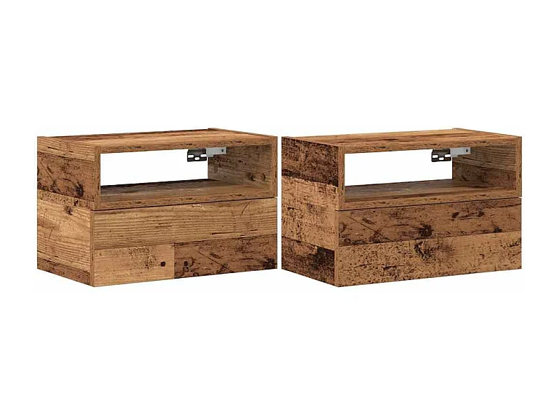 Tables de chevet flottantes lot de 2 vieux bois 45x26x28,5 cm