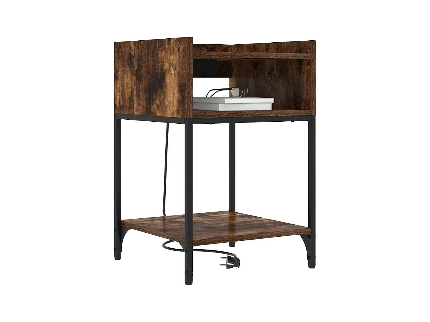 Mesa de Noche | Mesa auxiliar | Mesita de noche con estante 2 uds. Roble ahumado 40x40x61 cm