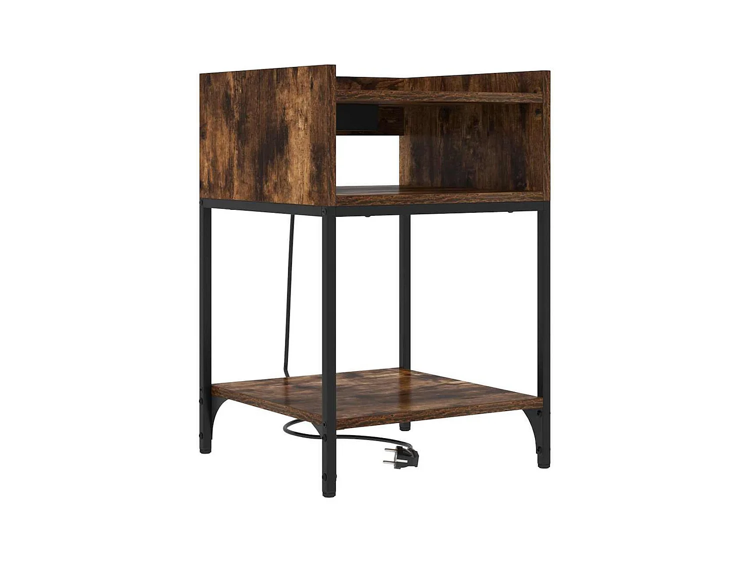 Mesa de Noche | Mesa auxiliar | Mesita de noche con estante 2 uds. Roble ahumado 40x40x61 cm