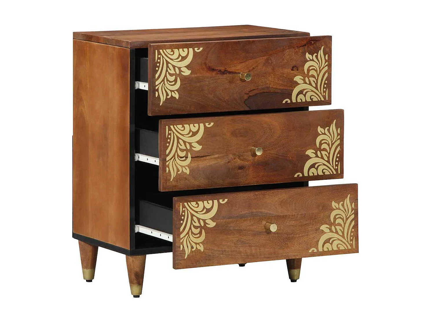 Nachttisch-Beistelltisch Honigbraun 50 x 33 x 62 cm Massivholz Mango SHL6519