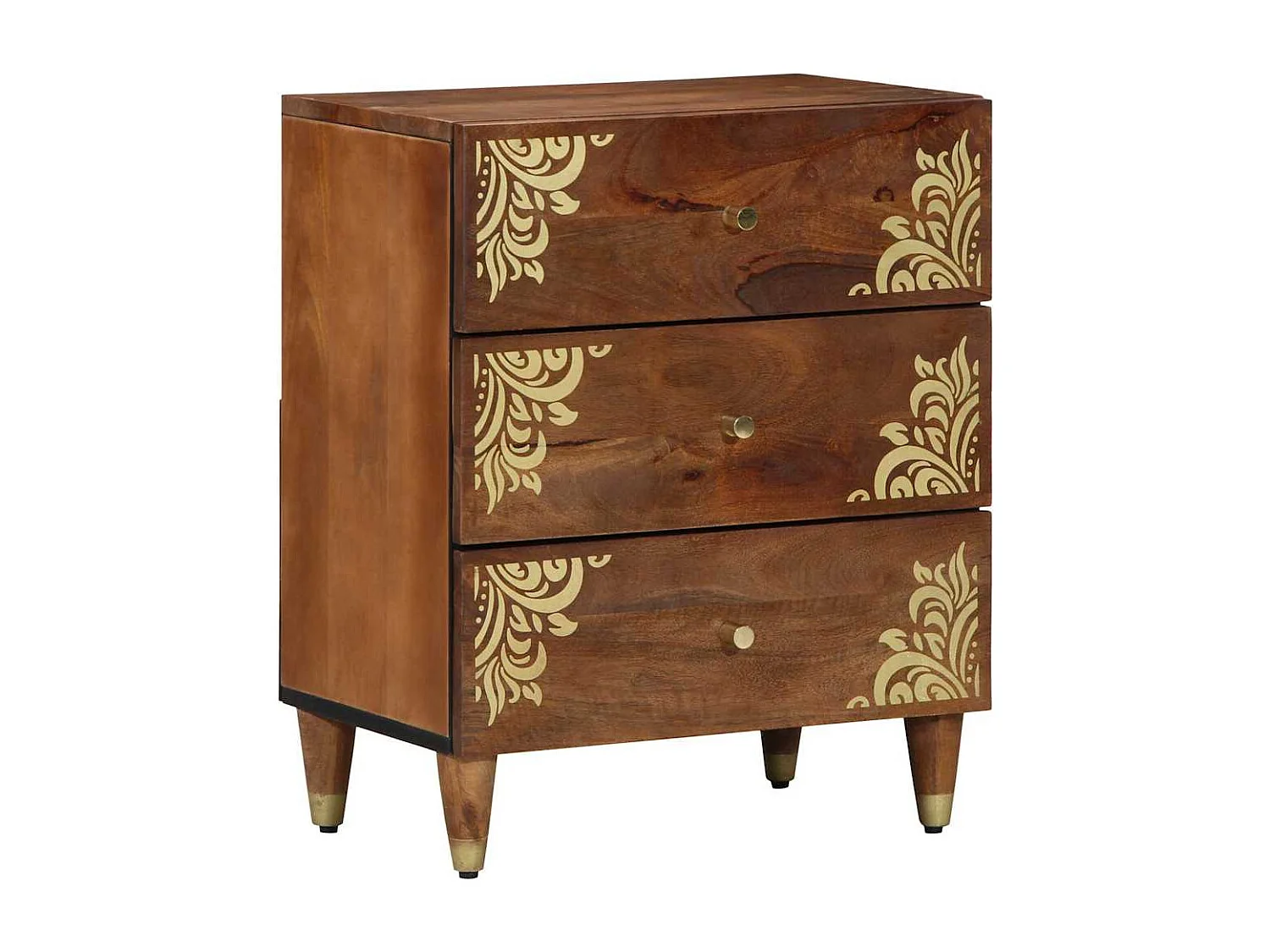 Nachttisch-Beistelltisch Honigbraun 50 x 33 x 62 cm Massivholz Mango SHL6519