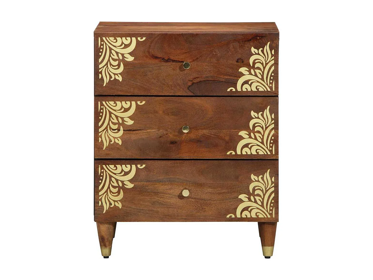 Nachttisch-Beistelltisch Honigbraun 50 x 33 x 62 cm Massivholz Mango SHL6519